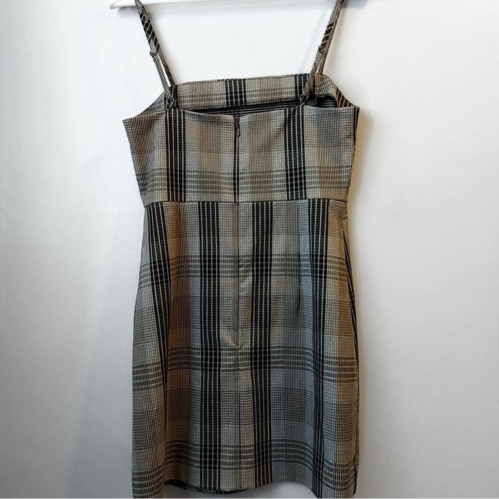 Monki Gray Plaid Mini Dress with Thin Straps - Picture 3 of 3